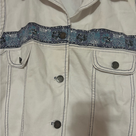 Vintage 1990s “Fore Warned” White Denim Vest - Picture 4 of 4